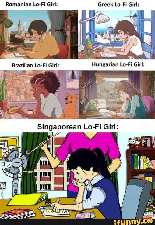 Romanian Lo-Fi Girl: Greek Lo-Fi Girl:
Singaporean Lo-Fi Girl: