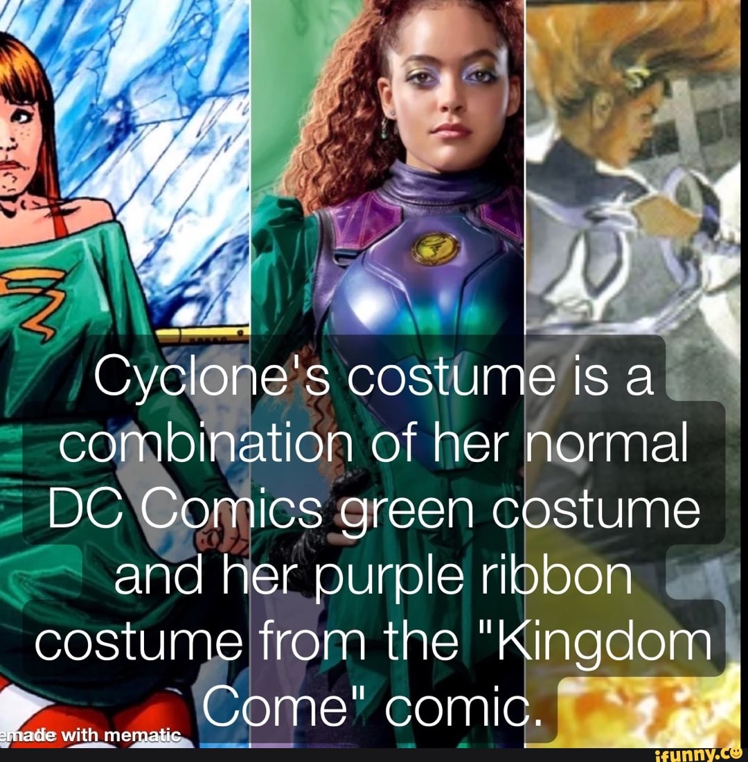 Cyclone's costume is a combination of her normal DC Comics green ...