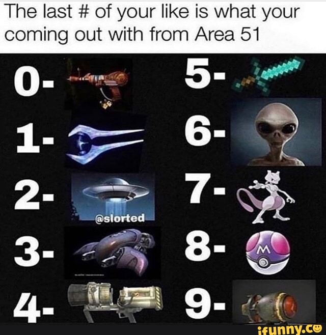 The last # of your like is what your coming out with from Area 51
(0) 5)
1-> 6-
3- 8-