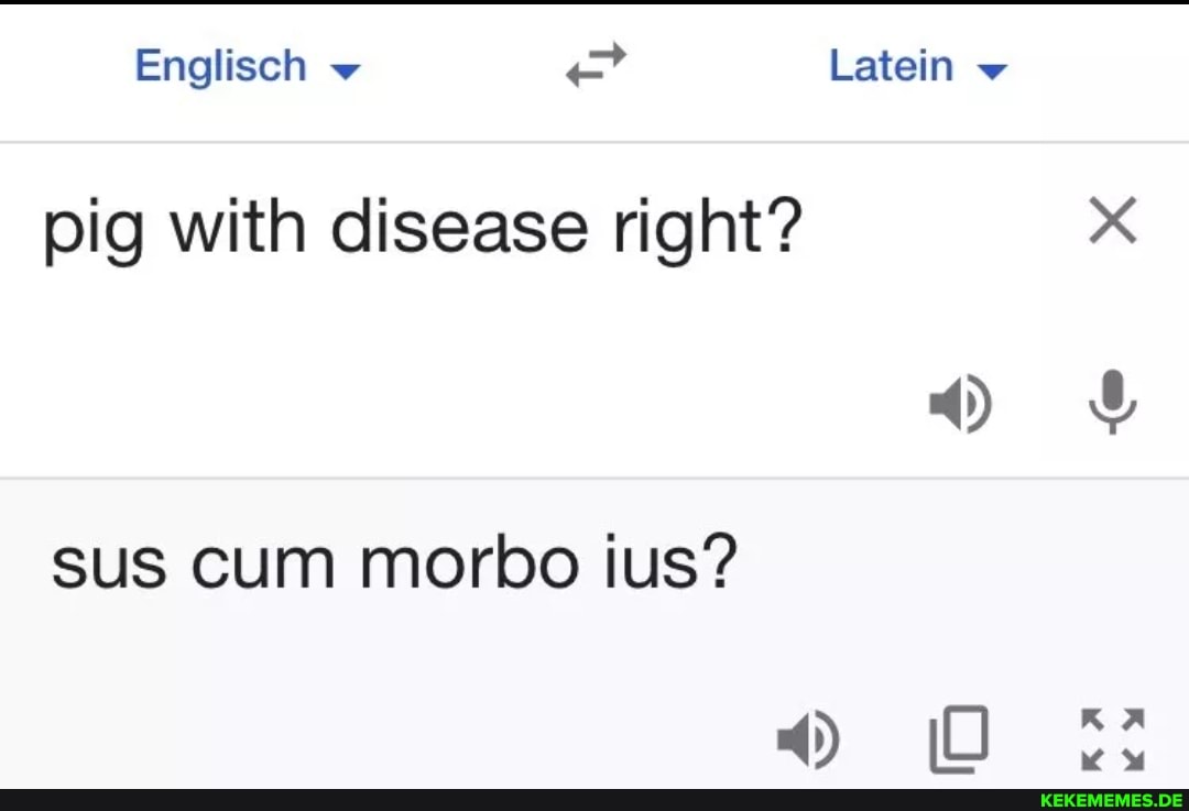 Englisch Latein pig with disease right? sus cum morbo ius?