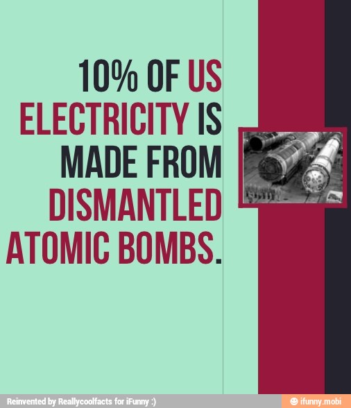 ELECTRICITY IS
MN
MADE FROM [RS
DISMANTLED ER
ATOMIC BOMBS.