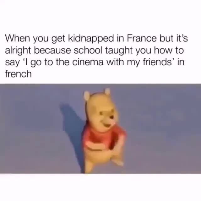 When You Get Kidnapped In France But It S Alright Because School Taught You How To Say I Go To The Cinema With My Friends In French Ifunny