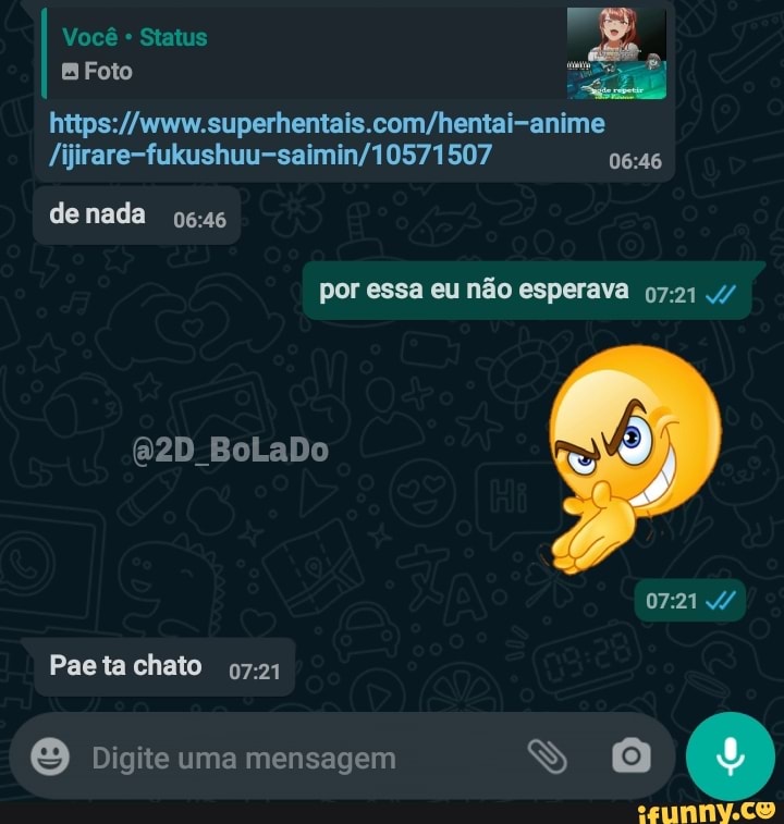 EB Foto
Você Status mia,
de nada
por essa eu não esperava
BoLaDo
Paeta chato
Digite uma mensagem 0