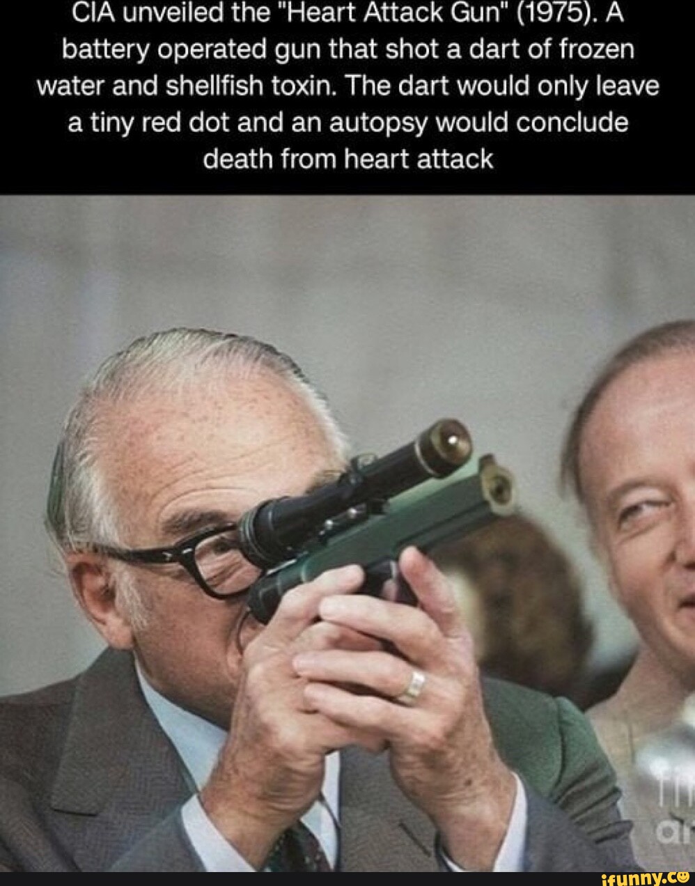 CIA unveiled the "Heart Attack Gun" A battery operated gun that shot a