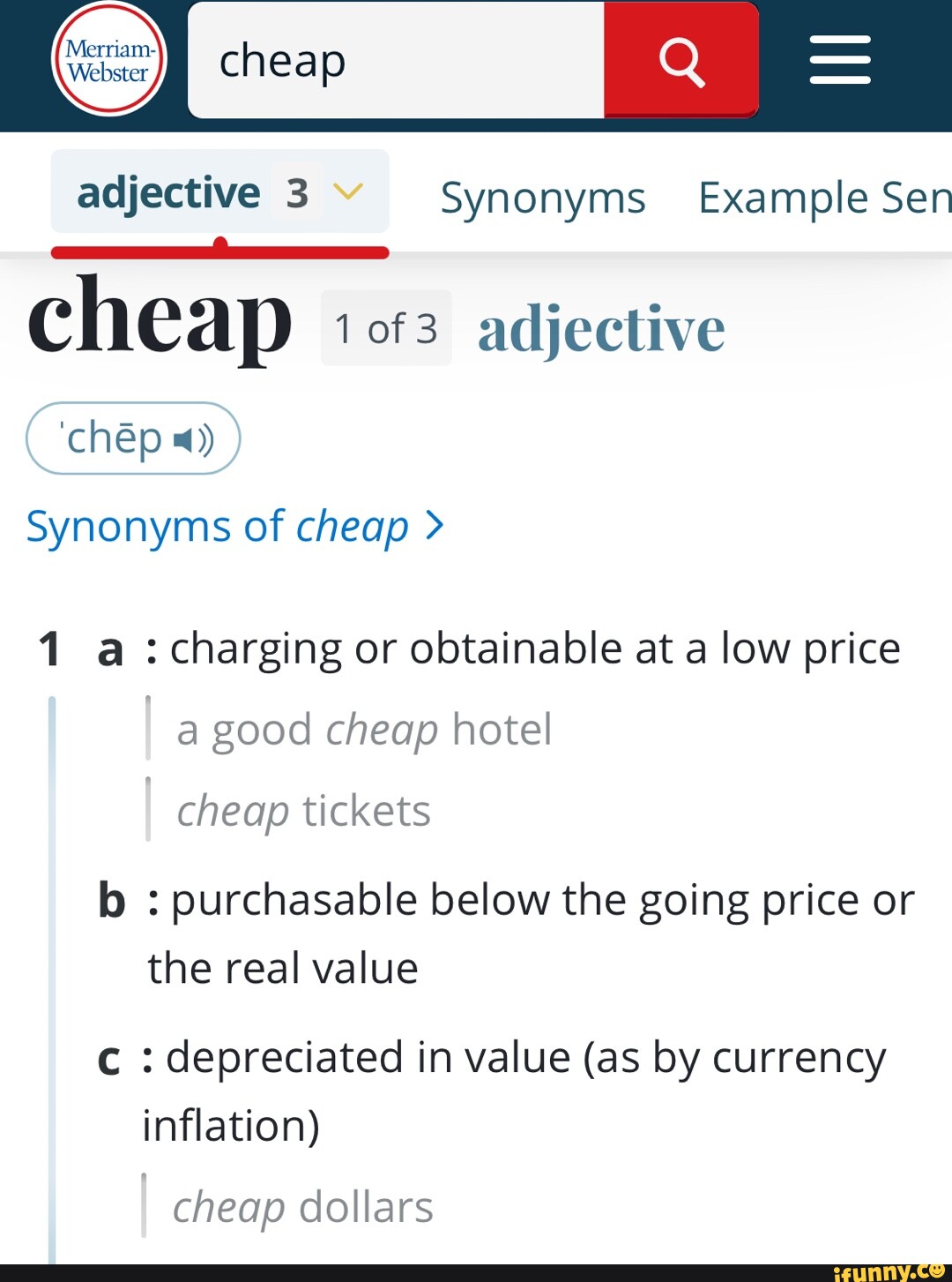 Adjective 3 Synonyms Example Sen Cheap 1of3 Adjective Chp Synonyms Of 