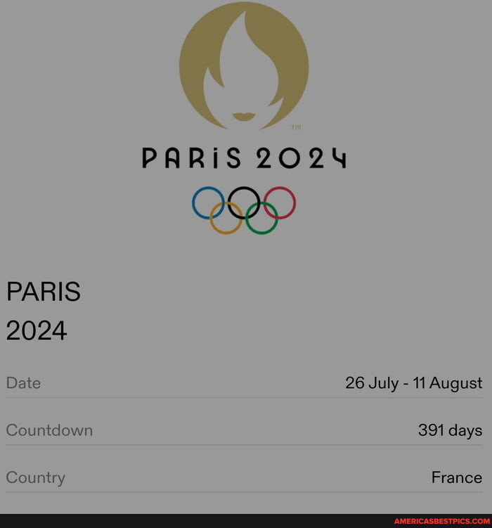 PARIS 2024 Date Countdown Country PARIS 2024 EH 26 July - 11 August 391 ...