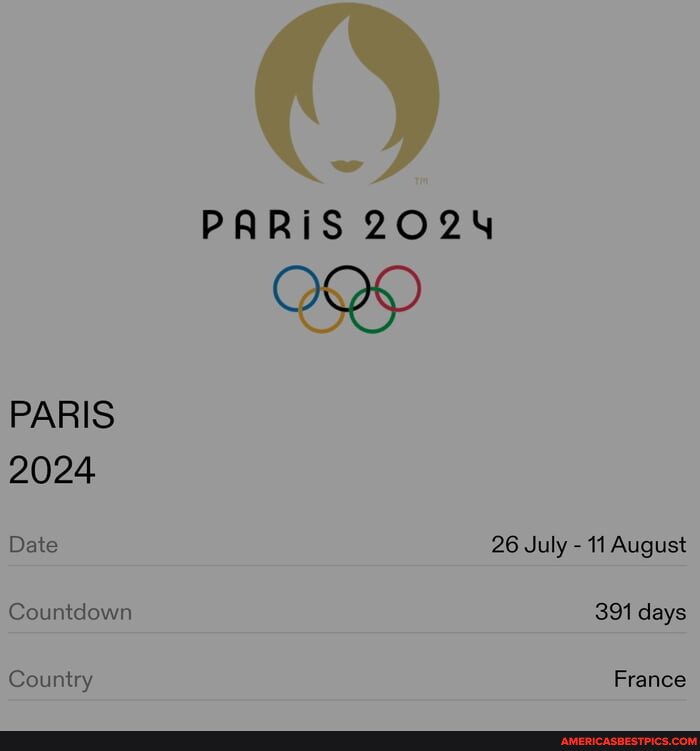 PARIS 2024 Date Countdown Country PARIS 2024 EH 26 July 11 August 391