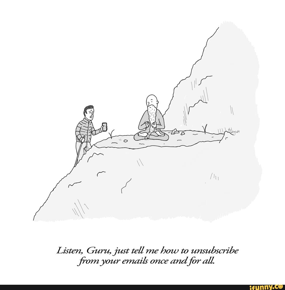 Listen, Guru, just tell me how to unsubscribe
from your emails once and for all