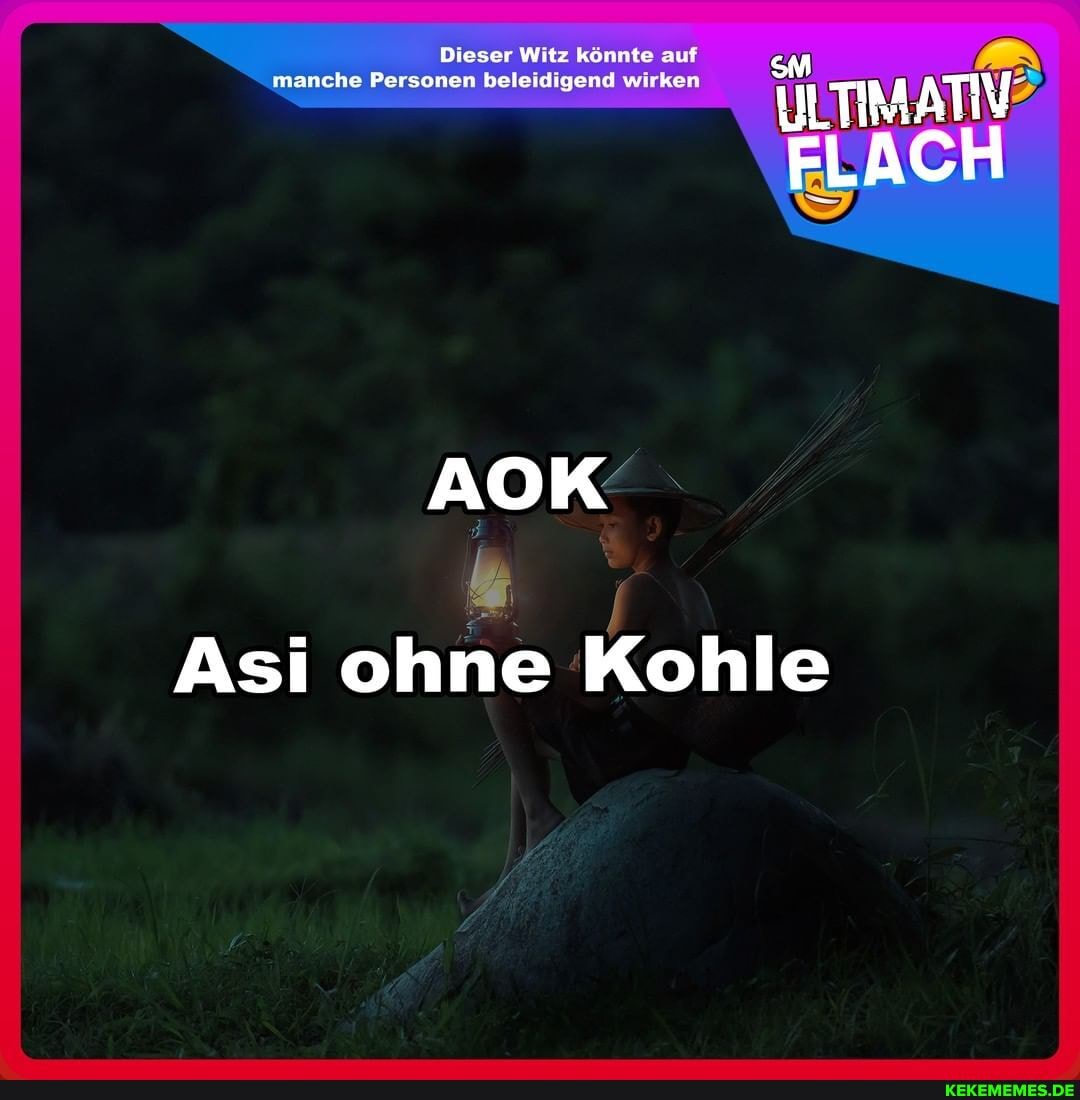 Dieser Witz könnte auf manche Personen beleidigend wirken ULTIMATIV AT EL CH
AOK
Asi ohne Kohle