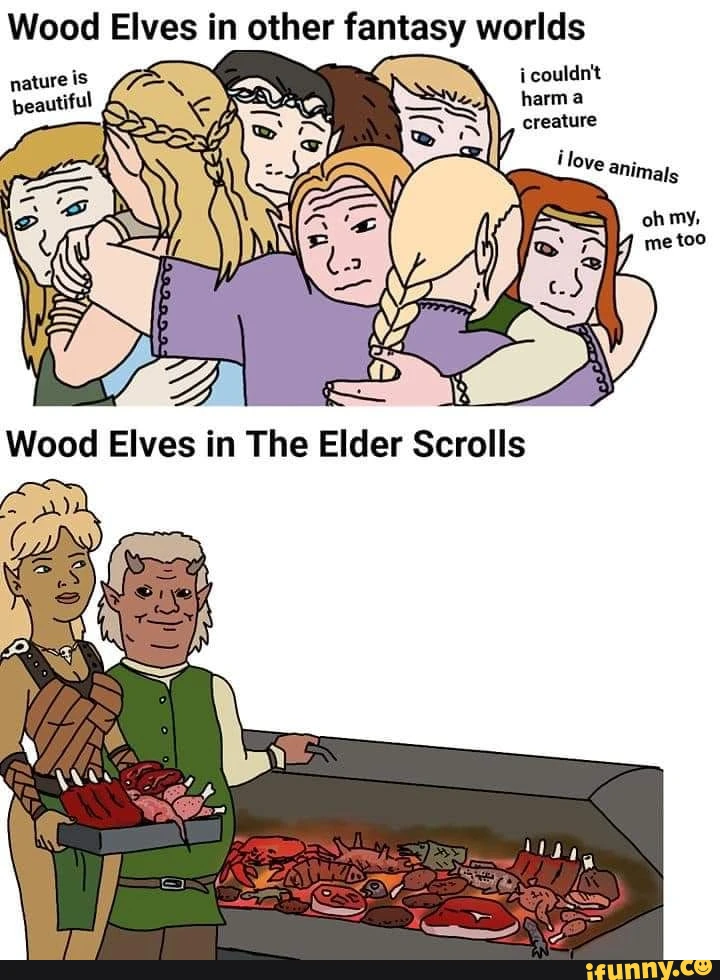 Wood Elves in other fantasy worlds icouldn't harma creature nature is beautiful Wood Elves in The Elder Scrolls