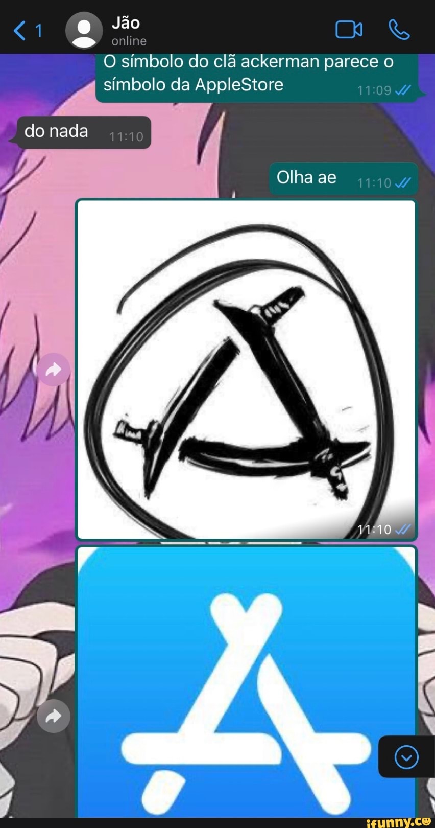 Jão
nline
O símbolo do clã ackerman parece o símbolo da AppleStore
do nada
Olha ae
VT