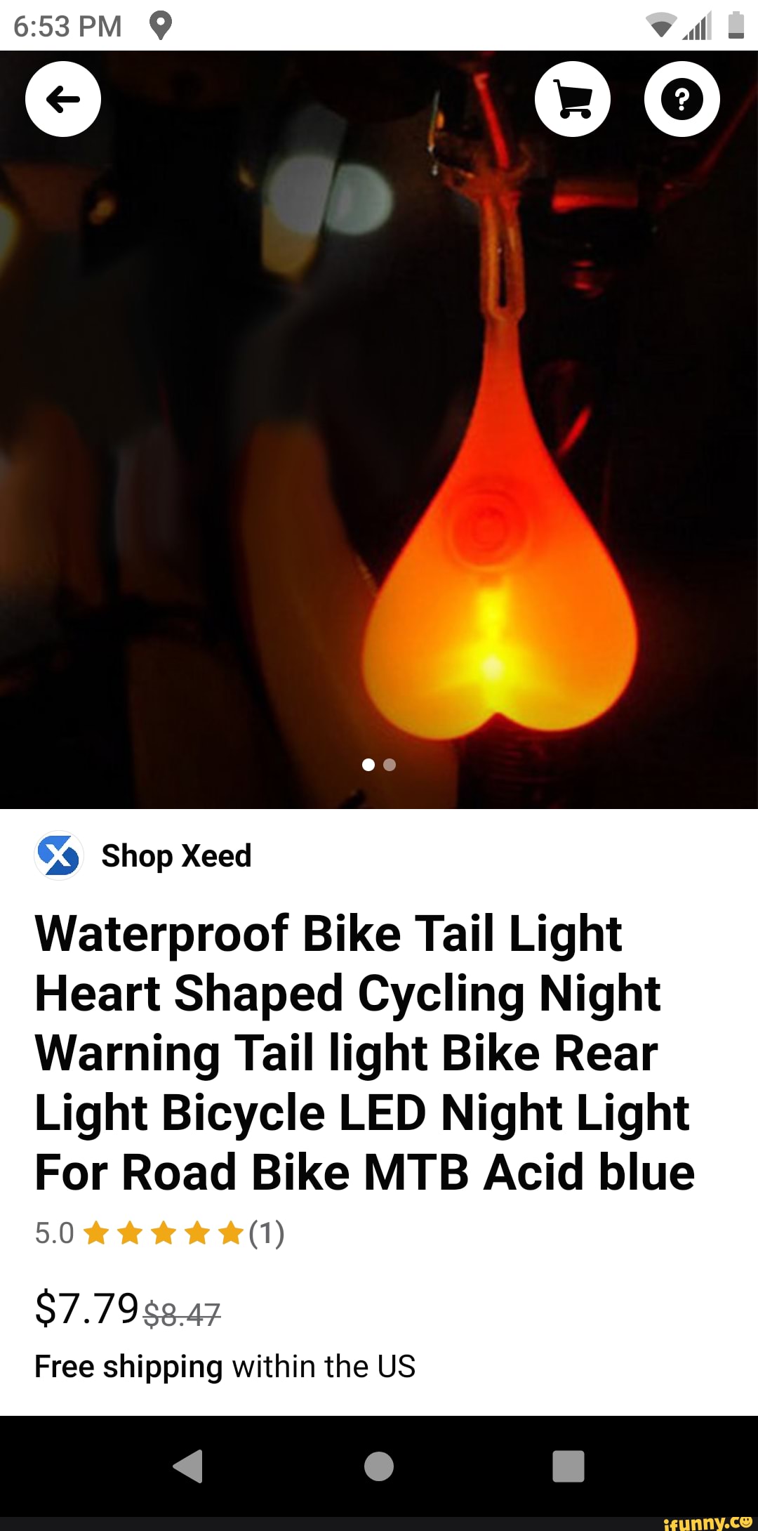 Shop Xeed Waterproof Bike Tail Light Heart Shaped Cycling Night Warning