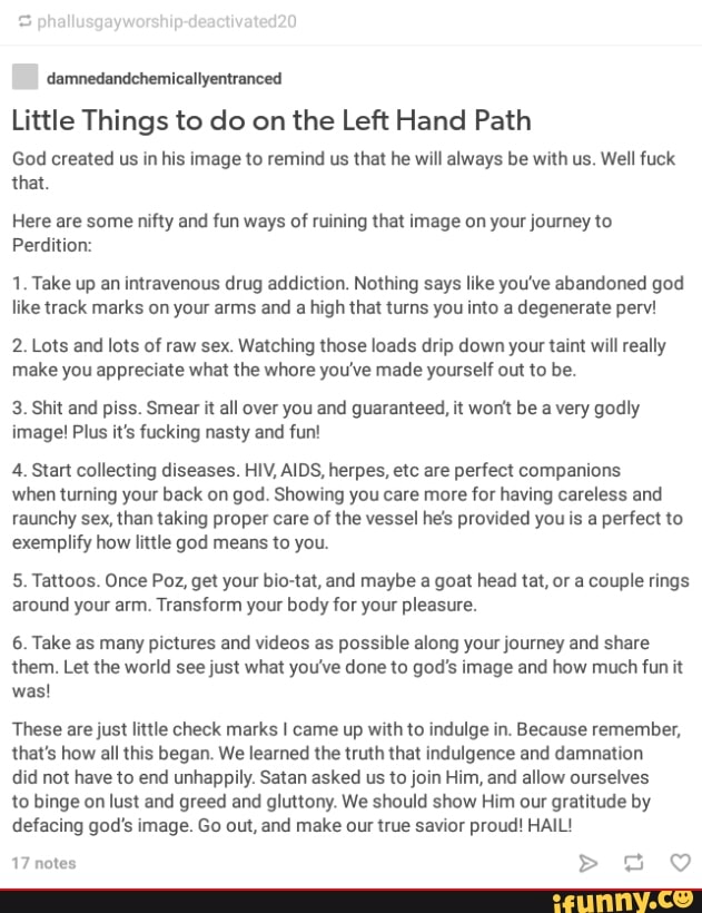 Dammdundetmuicanymuumd Little Things To Do On The Left Hand Path God