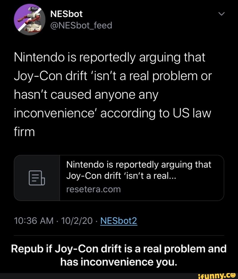 Nintendo Is Reportedly Arguing That Joy Con Drift Isn T A Real Problem Or Hasn T