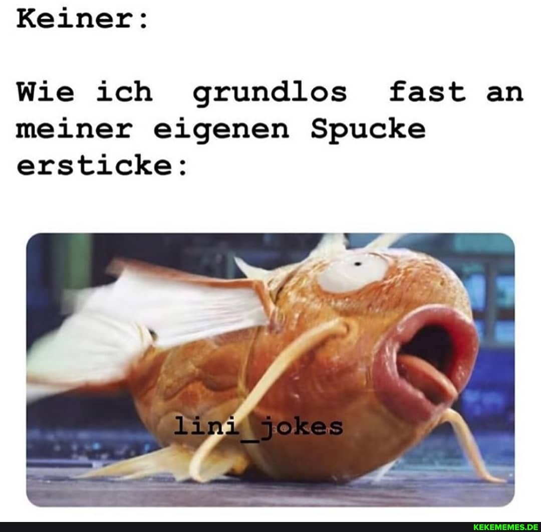Keiner:
Wie ich grundlos fast an meiner eigenen Spucke ersticke: