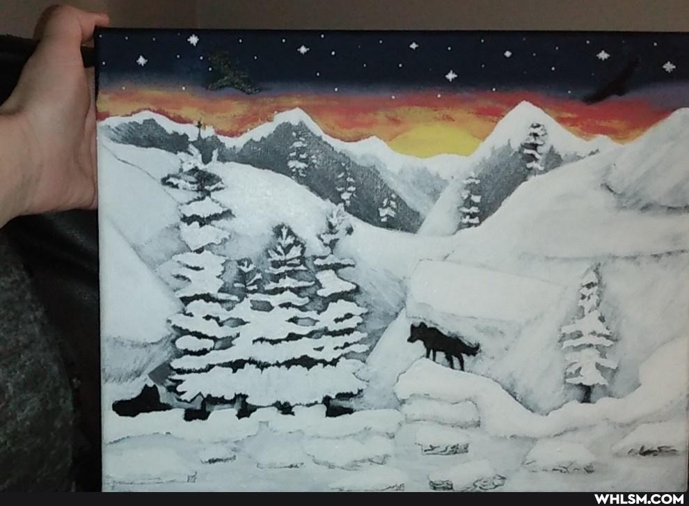 snowy, mountains, nature, wolfs