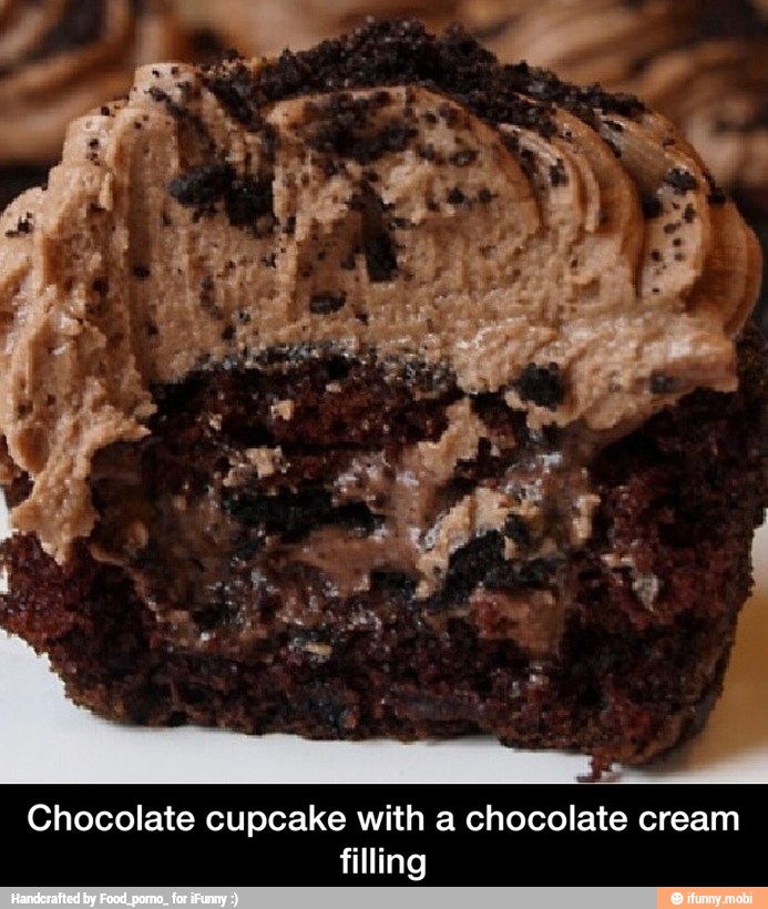 Chocolate cupcake with a chocolate cream
filling - Chocolate cupcake with a chocolate cream filling