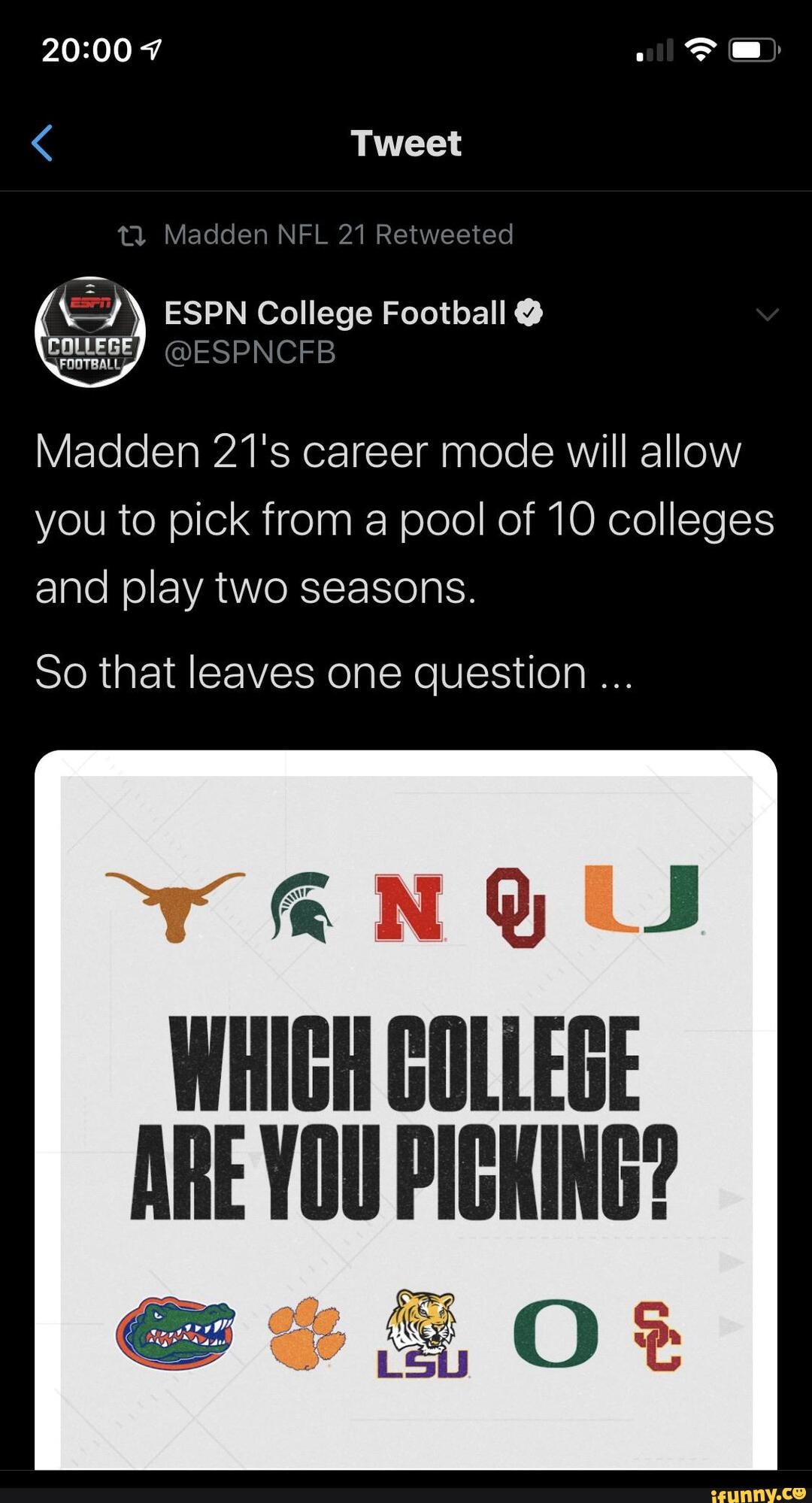 7 Tweet Madden NFL 21 Retweeted ESPN College Football COWEGE