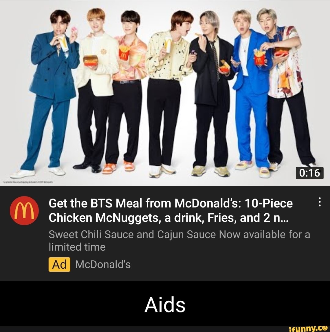 Get the BTS Meal from McDonald's 10Piece Chicken McNuggets, a drink