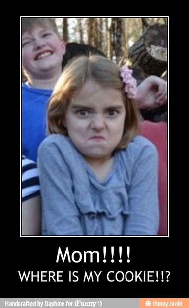 WHERE IS MY COOKIE!!? - Mom!!!!
WHERE IS MY COOKIE!!?