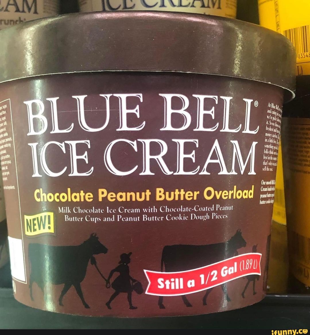 BLUE BELL olate Peanut Butter Overload Milk Chocolate Ice Cream with ...