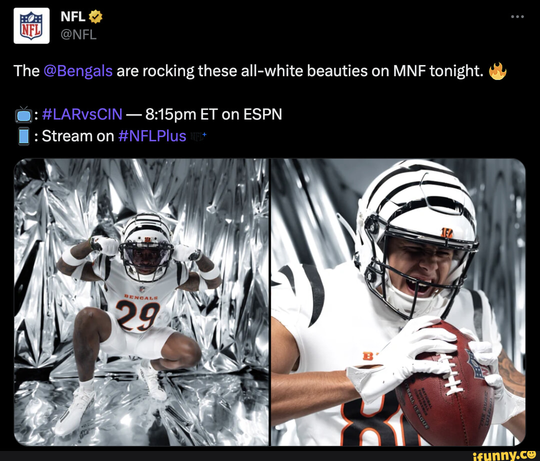 The @bengals are rocking these all-white beauties on MNF 