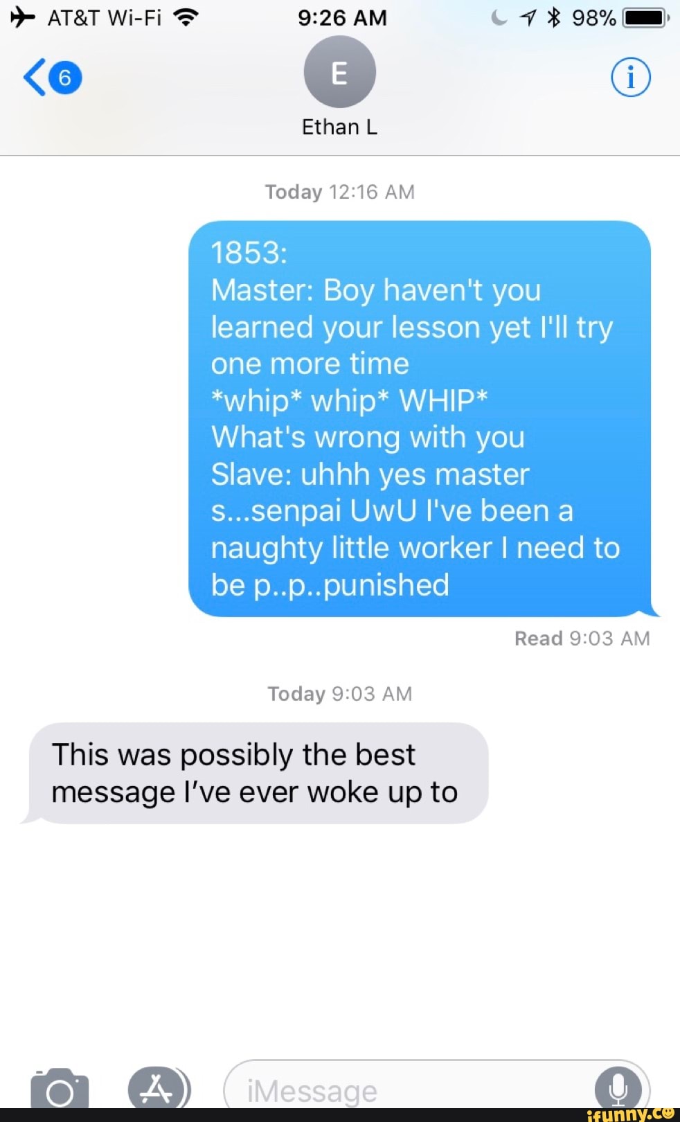 O At T Wi Fi 9 26 Am 4 98 ª 1853 Master