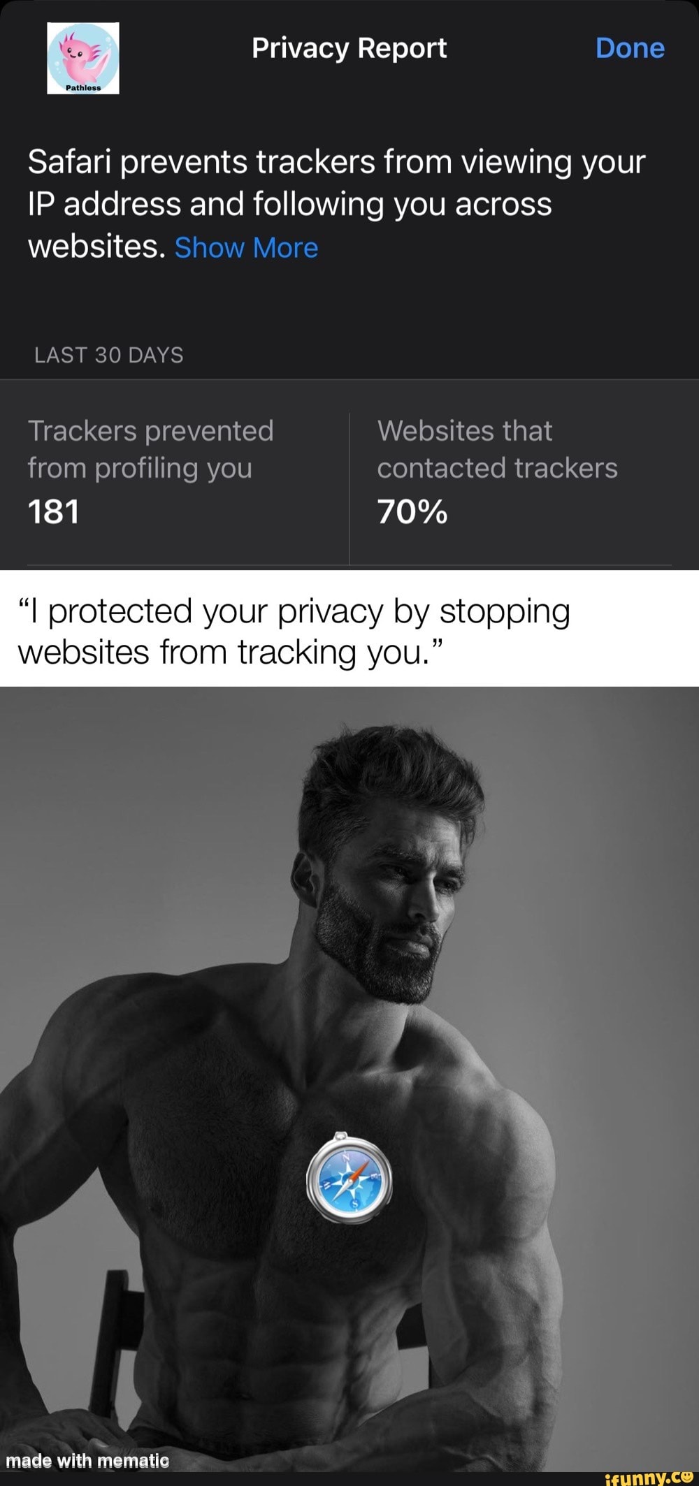 Privacy Report Done Safari prevents trackers from viewing your IP
