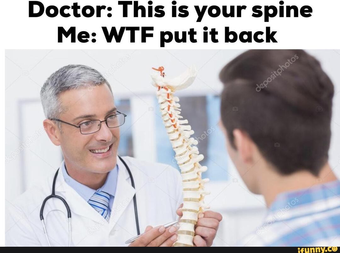 Doctor: This is your spine Me: WTF put it back E - iFunny