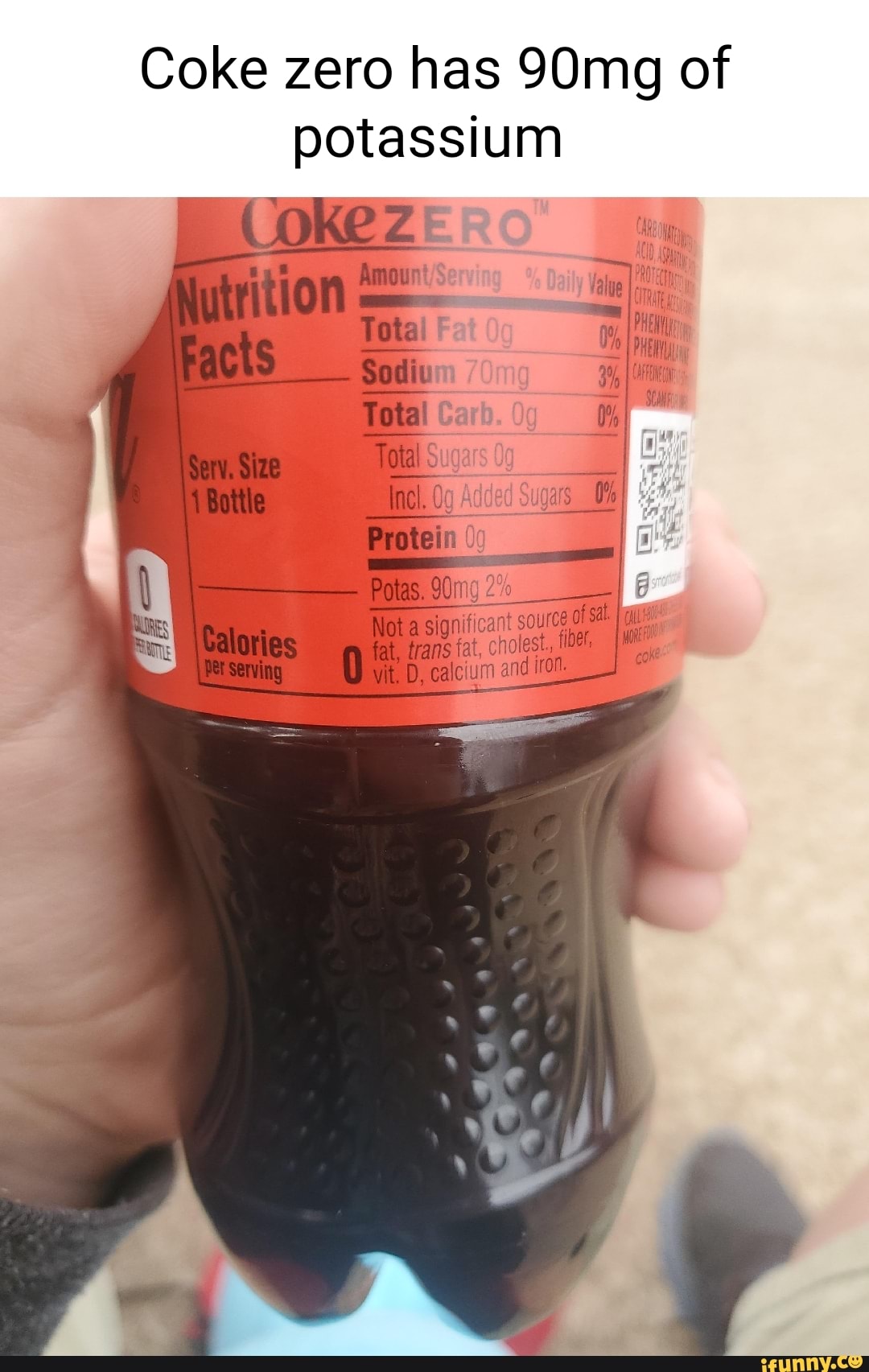 Coke zero has 90mg of potassium Cokez Hutrition Facts Sodi 4 Tota