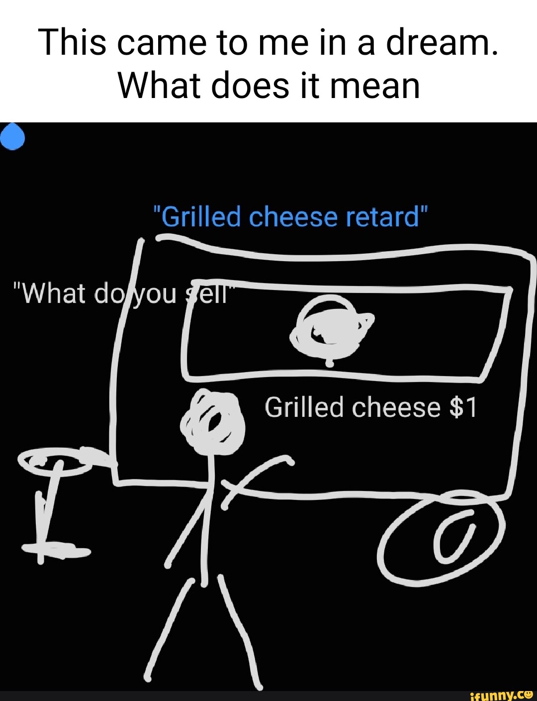 This came to me in a dream. What does it mean "Grilled cheese retard" I