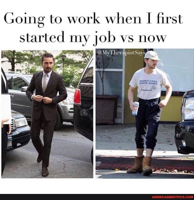 Going to work when I first started my job vs now