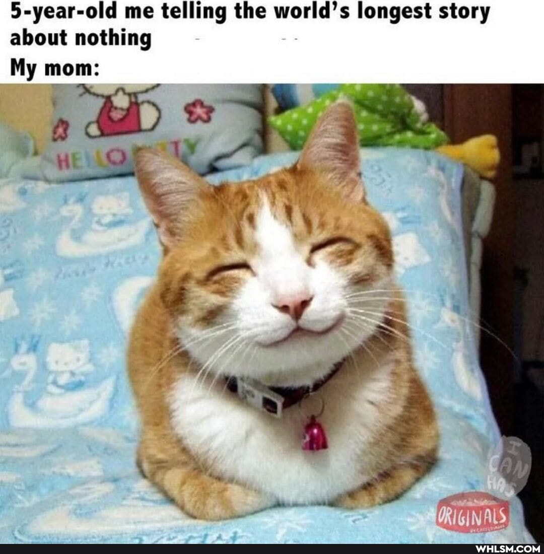 5-year-old me telling the world's longest story about nothing
My mom: