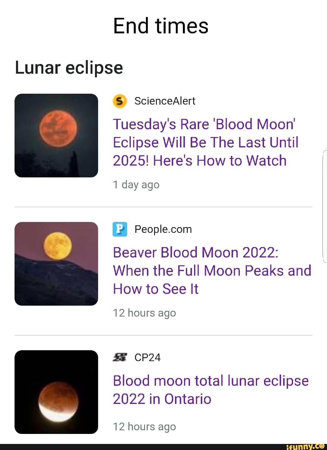 End times Lunar eclipse ScienceAlert Tuesday's Rare 'Blood Moon