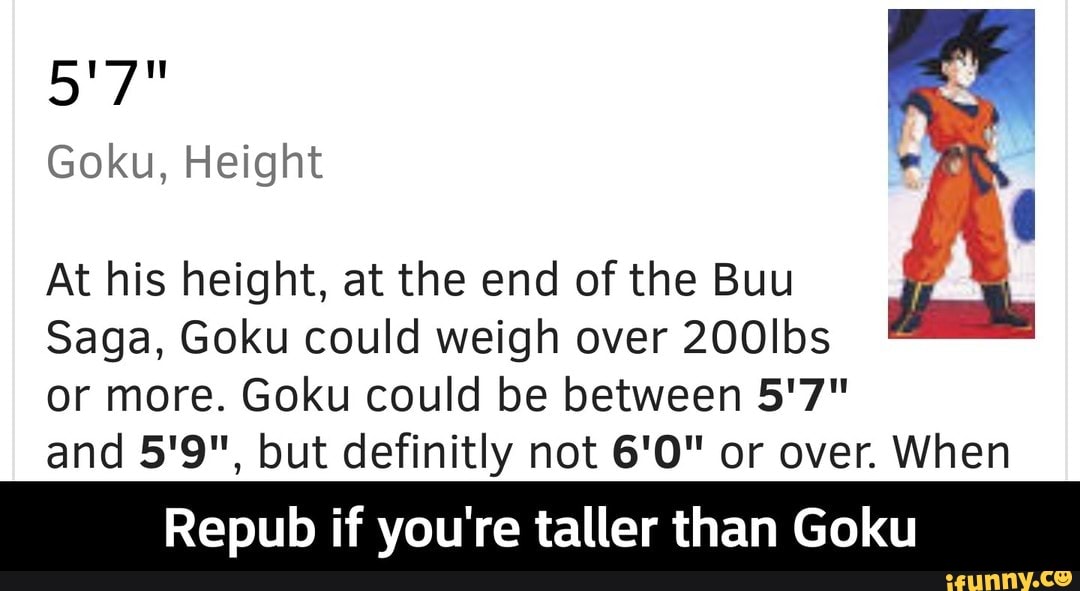 Goku, Height = At his height, at the end of the Buu Saga, Goku could