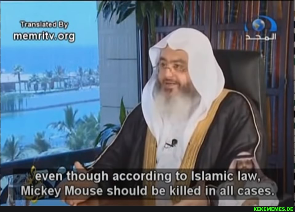 Me WrOlg)
even though according to Islamic law,
Mickey Mouse should be killed in all cases.