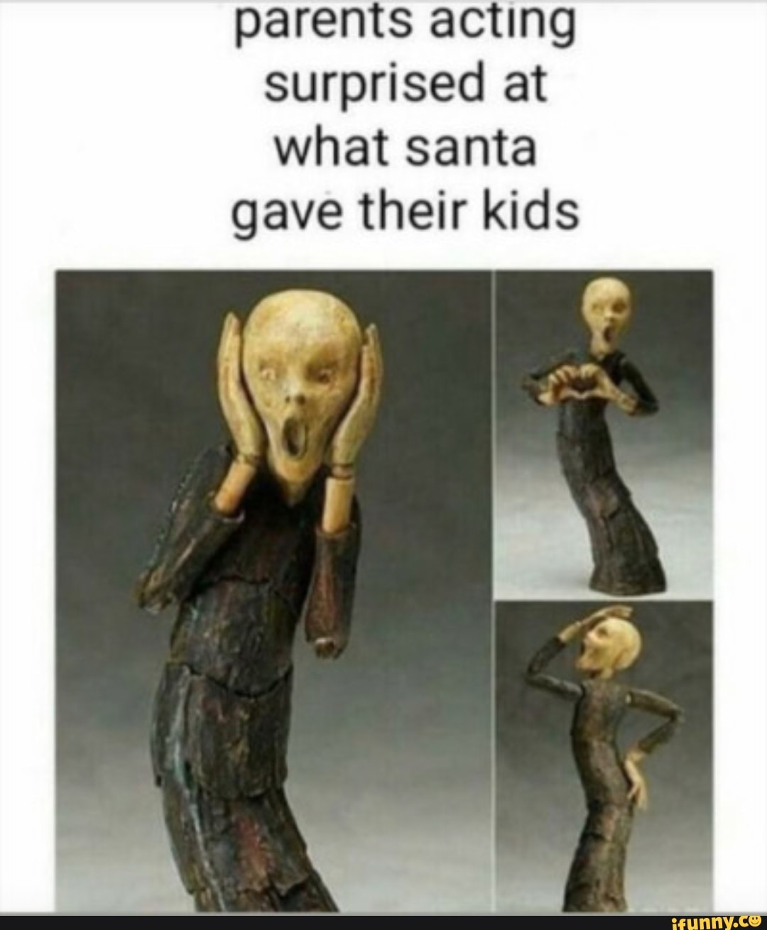 parents acting
surprised at
what santa
gave their kids