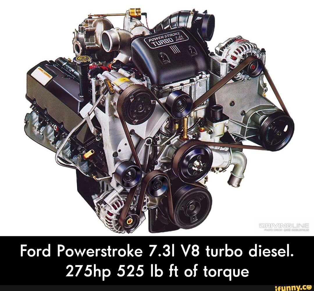 Ford Powerstroke 7.3l V8 turbo diesel. 275hp 525 lb ft of torque Ford