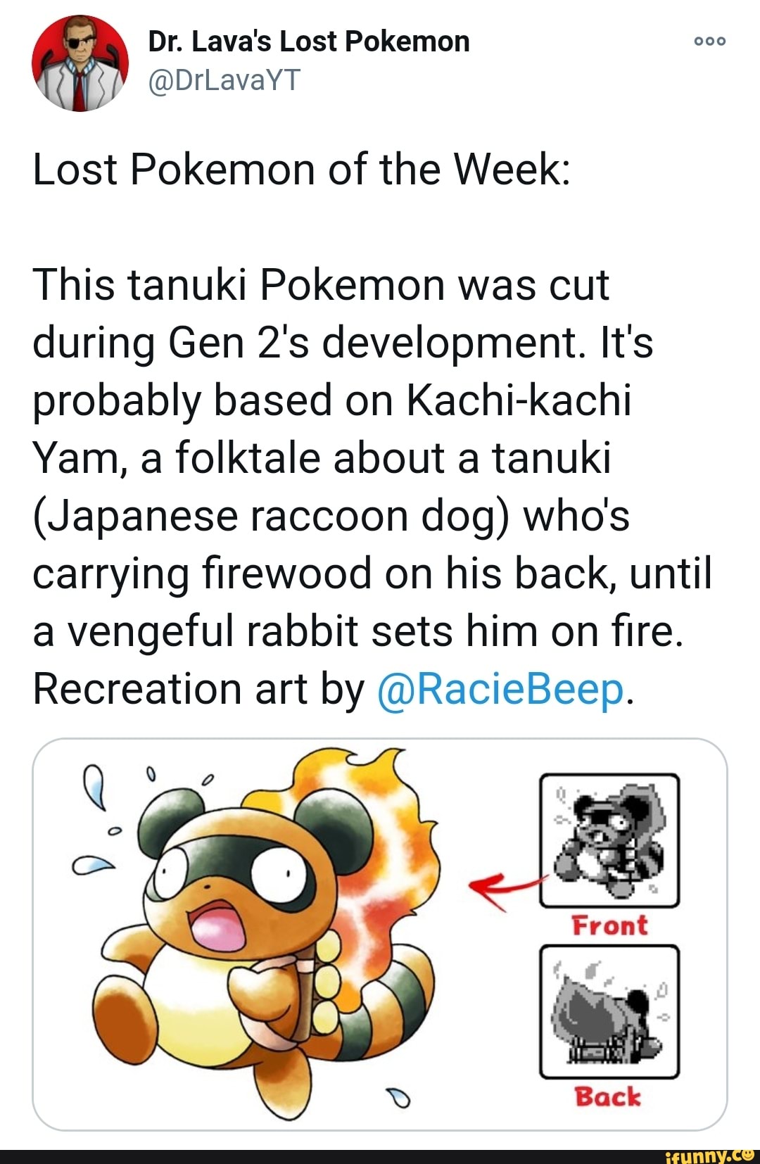 Dr Lava S Lost Pokemon Drlavayt Lost Pokemon Of The Week This Tanuki Pokemon Was Cut During