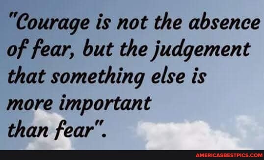 "Courage is not the absence of fear, but the judgement that something else is
more important
than fear".