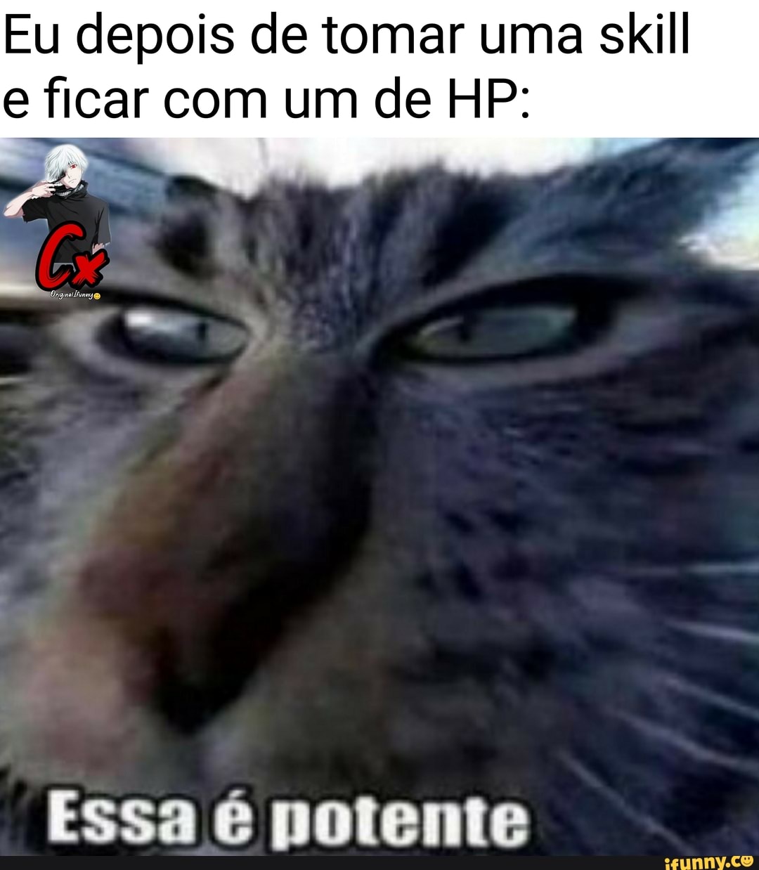Eu depois de tomar uma skill e ficar com um de HP:
Essa é potente