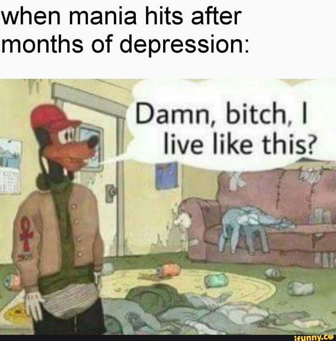 When Mania Hits After Months Of Depression Damn Bitch I Live