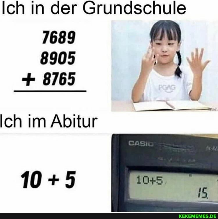 Ich in der Grundschule
8905
8765
Ich im Abitur
10 +5