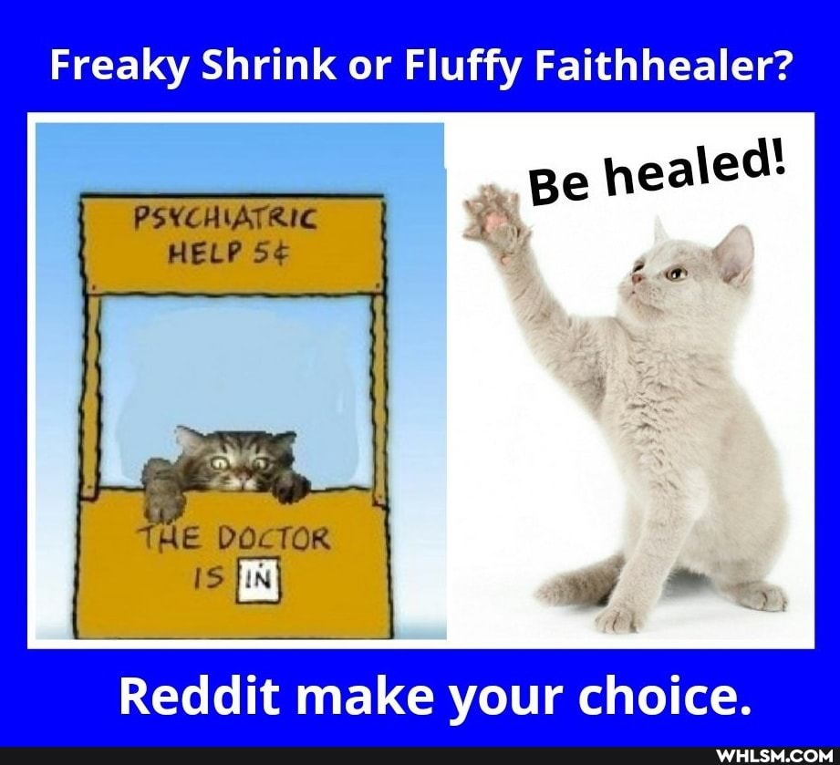 Freaky Shrink or Fluffy Faithhealer?
PSYCHIATRIC HELP SE
THE DOCTOR
Reddit make your choice.