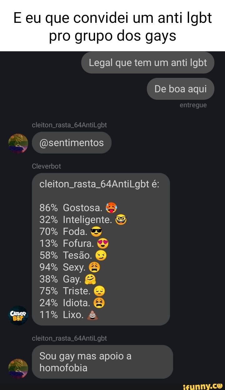 E eu que convidei um anti Igbt pro grupo dos gays Legal que tem um anti