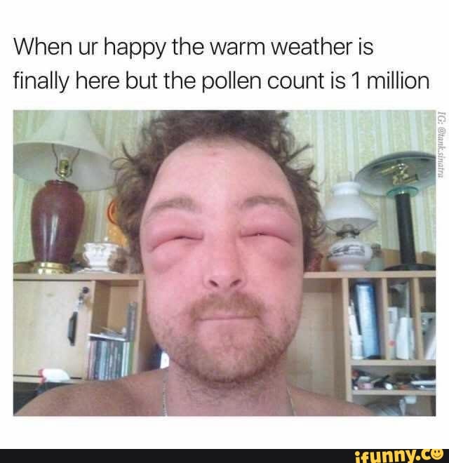When ur happy the warm weather is
finally here but the pollen count is 1 million
y
