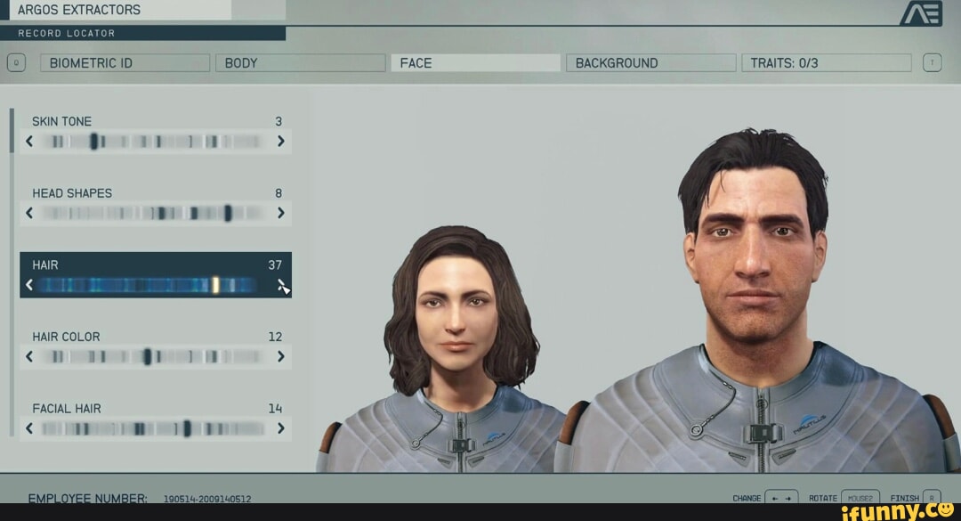 ARGOS EXTRACTORS BioMeTRIC BODY FACE BACKGROUND TRAITS: 'SKIN TONE 3 ...