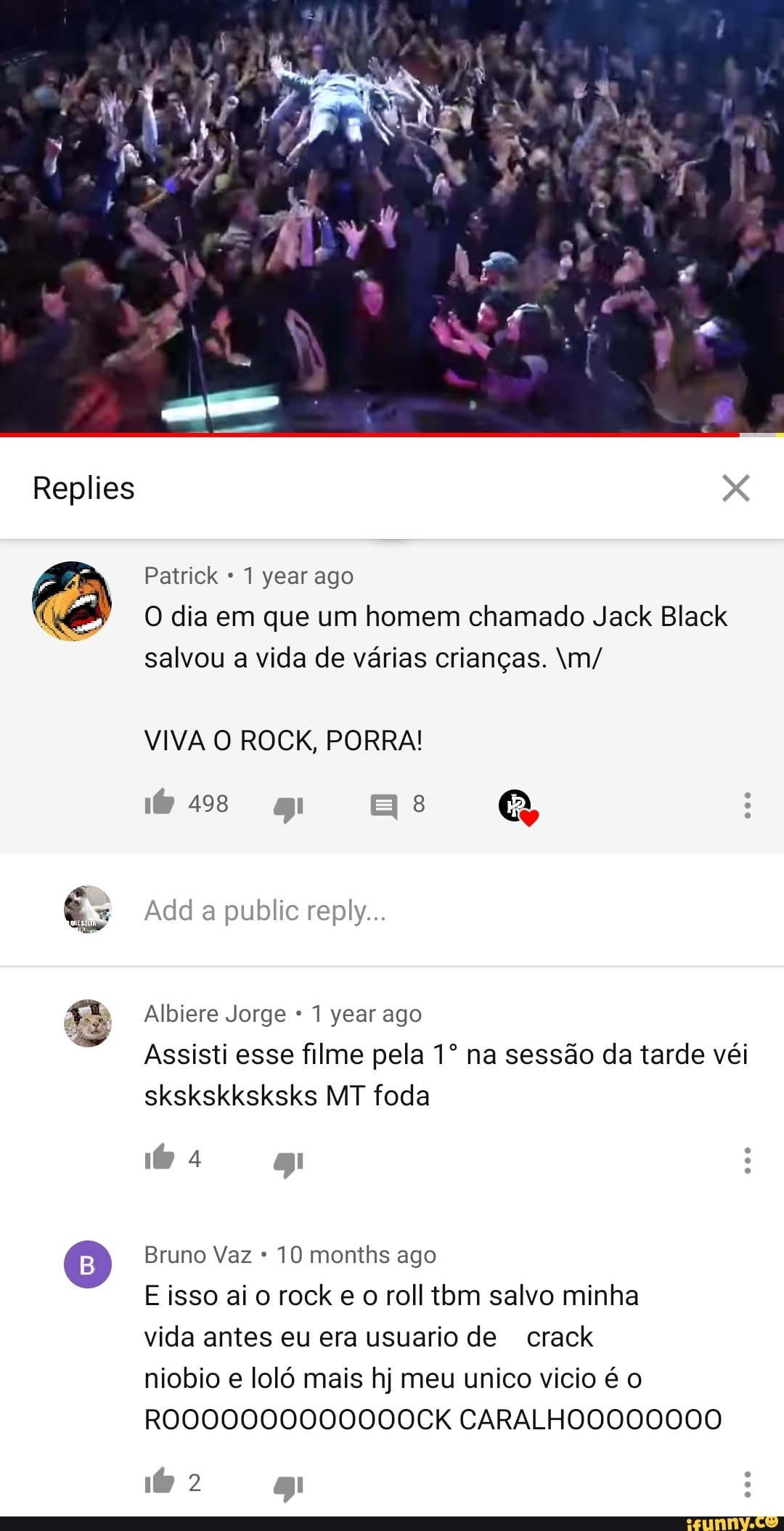 o
Patrick 1 year ago
O dia em que um homem chamado Jack Black
salvou a vida de várias crianças. \m/
VIVA O ROCK, PORRA!
Albiere Jorge 1 year ago
Assisti esse filme pela 1º na sessão da tarde véi
skskskksksks MT foda
Bruno Vaz 10 months ago
E isso ai o rock e o roll tbm salvo minha
vida antes eu era usuario de crack
niobio e loló mais hj meu unico vicio é o