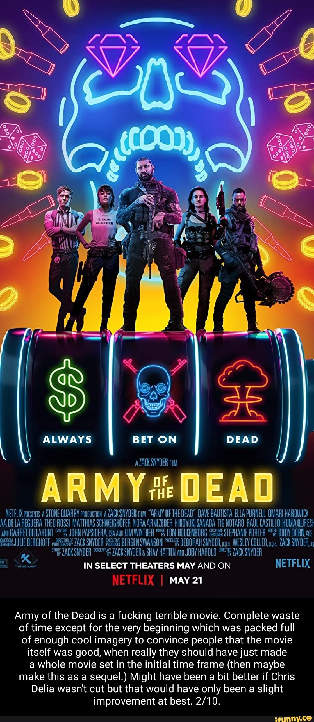 ALWAYS BET ON DEAD AZACK SNYDER ARMY DEAD NETFLIX ASTONE QUARRY 