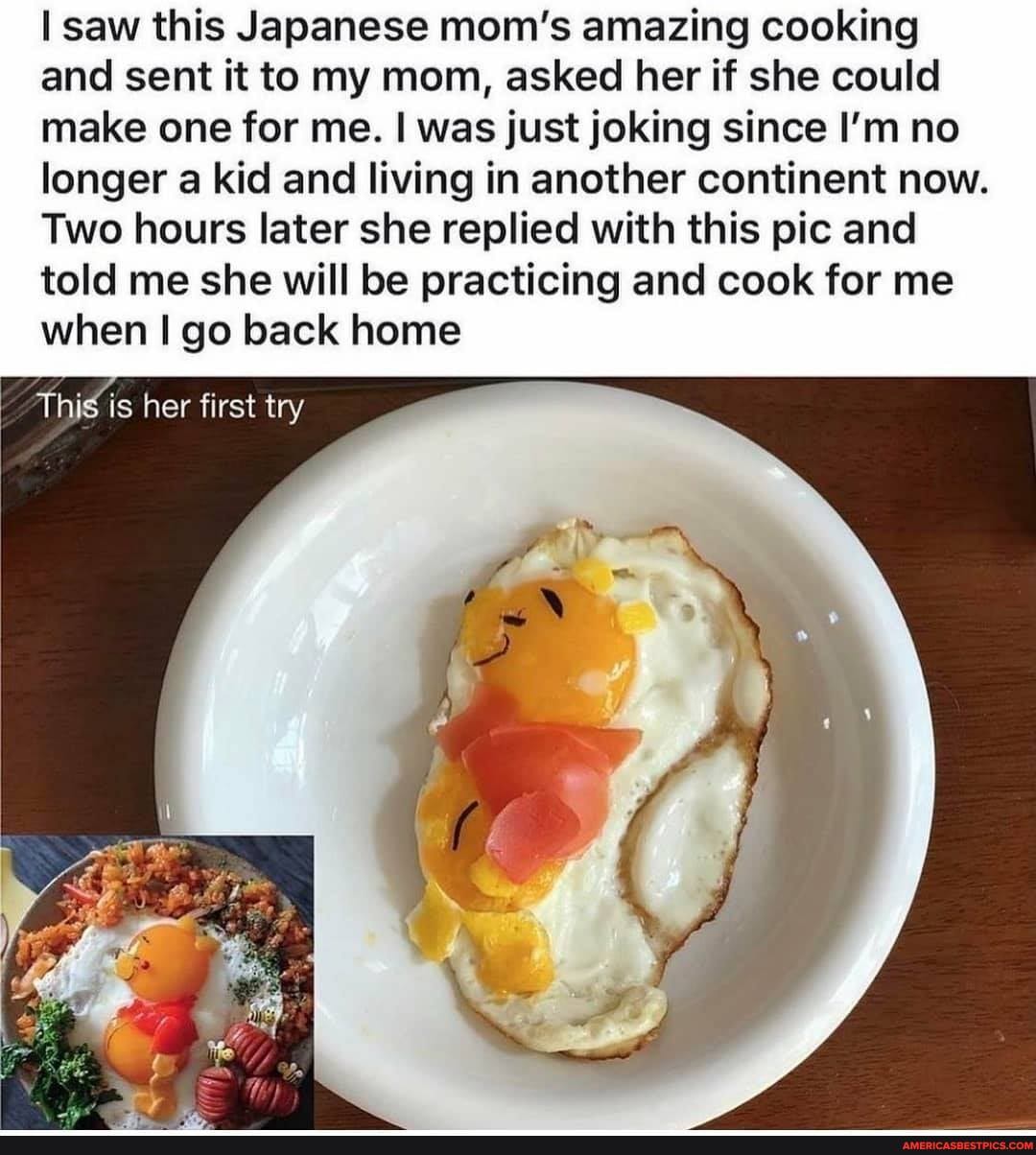 saw this Japanese mom's amazing cooking and sent it to my mom, asked her if she could make one for me. I was just joking since I'm no longer a kid and living in another continent now.
Two hours later she replied with this pic and told me she will be practicing and cook for me when I go back home
This is her first try